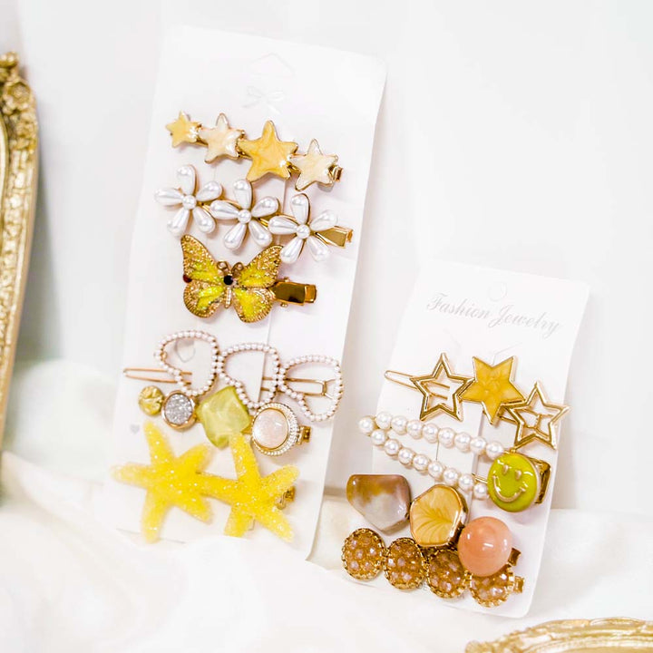 Set Of 10 Smiley Hair Clip Set