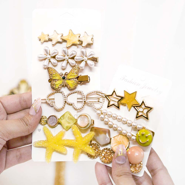 Set Of 10 Smiley Hair Clip Set