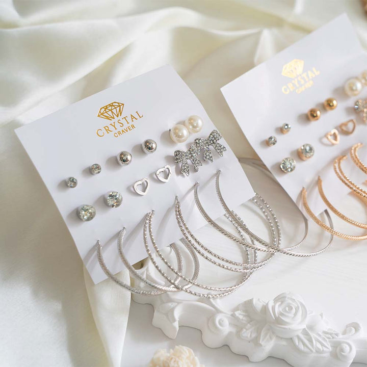 Crystal Glam Hoop Earring Set Of 9