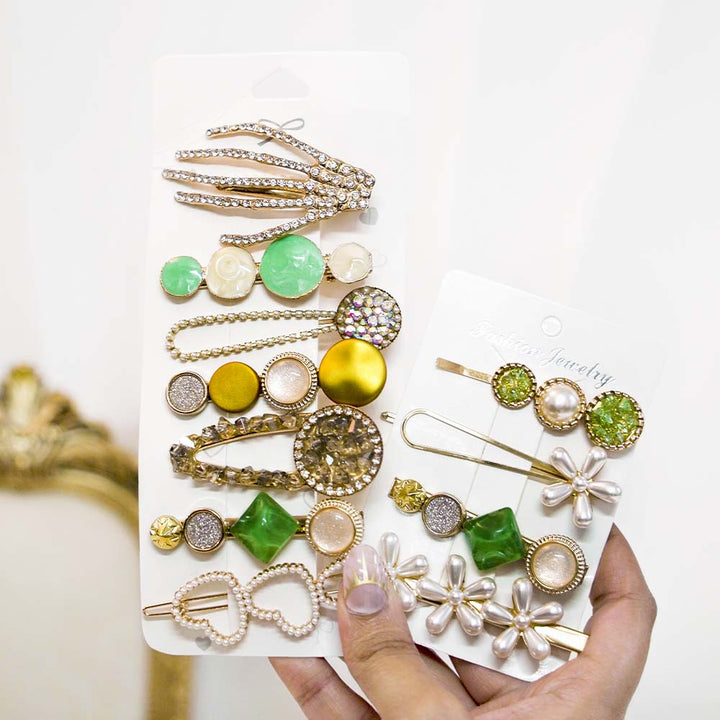 Set Of 11 Spice It Up Crystal Hair Clip Set