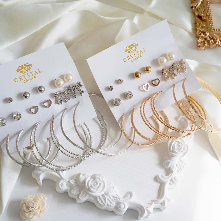 Crystal Glam Hoop Earring Set Of 9