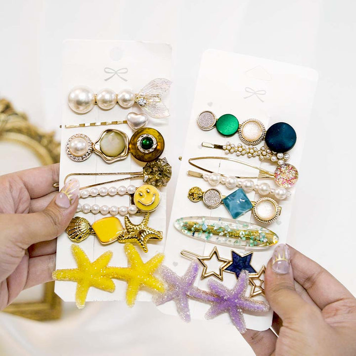 Set Of 15 Ocean Glaze Hair Clip Set