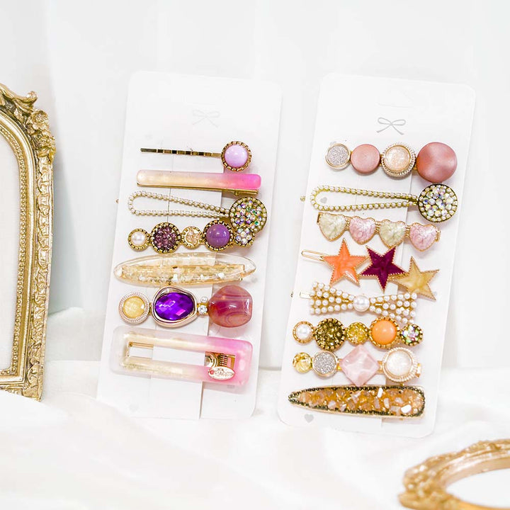 Set Of 15 Candy Pink Coral Hair Clip Set