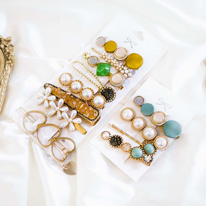 Set Of 12 Honey Gold Hair Clip Set