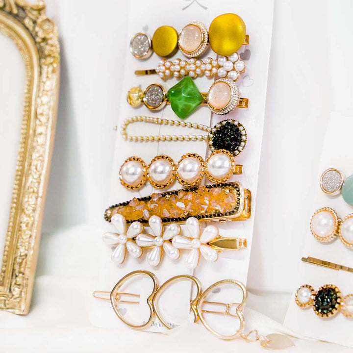 Set Of 12 Honey Gold Hair Clip Set