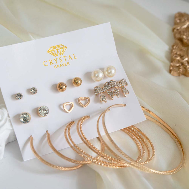 Crystal Glam Hoop Earring Set Of 9