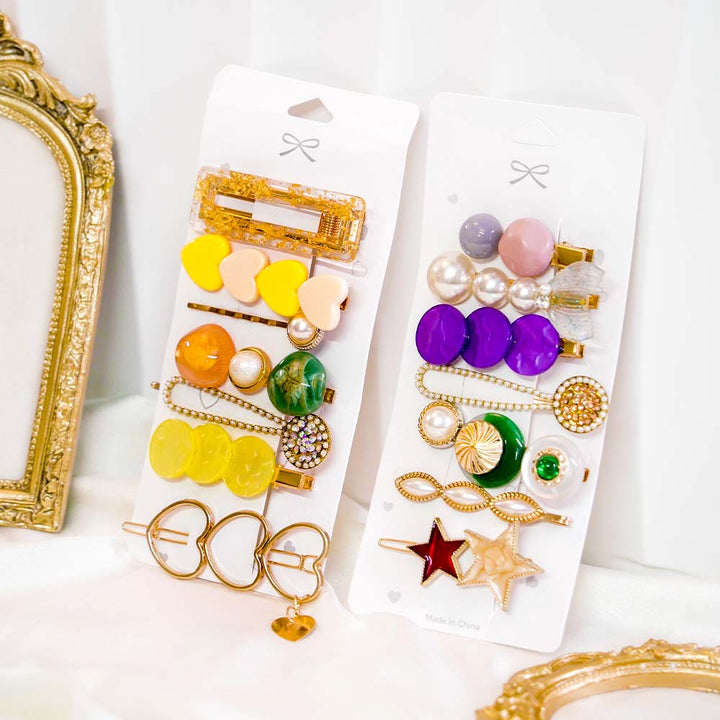 Set Of 7 Sunset Charm Hair Clip Set