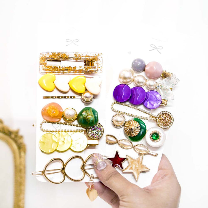 Set Of 7 Sunset Charm Hair Clip Set