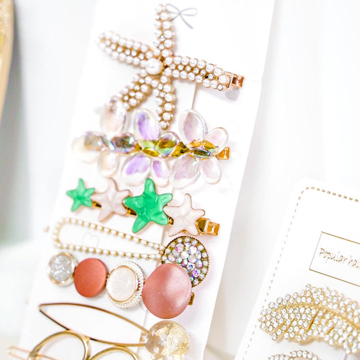 Set Of 9 Luxe Gold Star Hair Clip Set