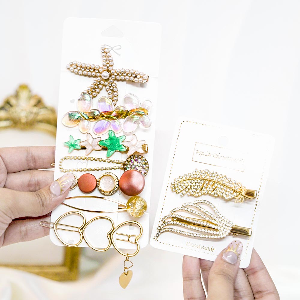 Set Of 9 Luxe Gold Star Hair Clip Set