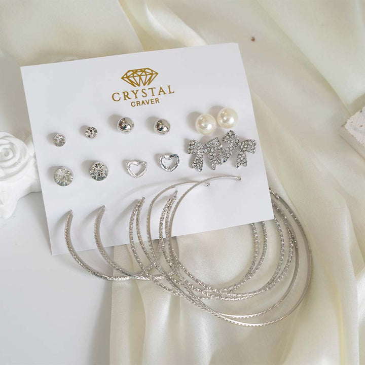 Crystal Glam Hoop Earring Set Of 9