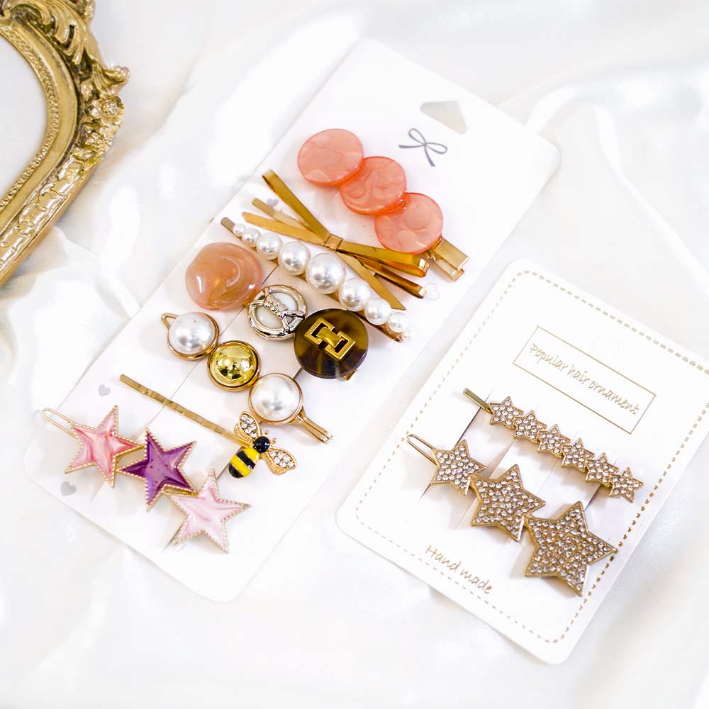 Set Of 9 Bumble Bee Hair Clip Set