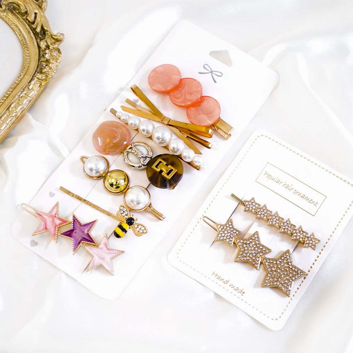 Set Of 9 Bumble Bee Hair Clip Set