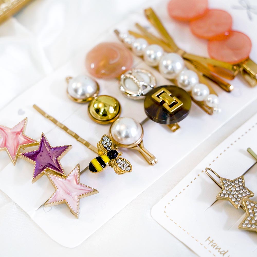 Set Of 9 Bumble Bee Hair Clip Set