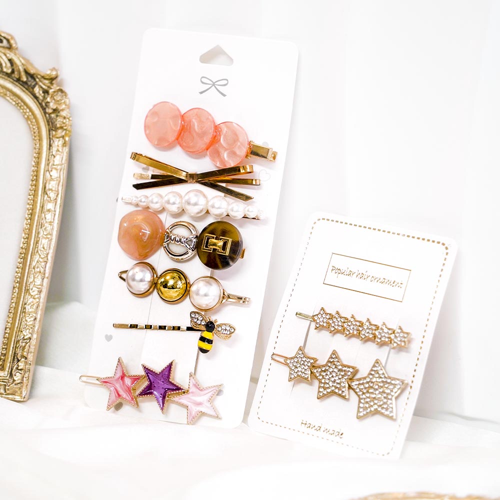 Set Of 9 Bumble Bee Hair Clip Set