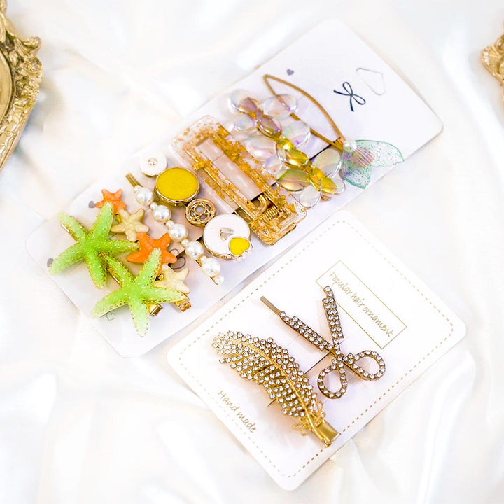 Set Of 9 Sea Vibe Green Hair Clip Set