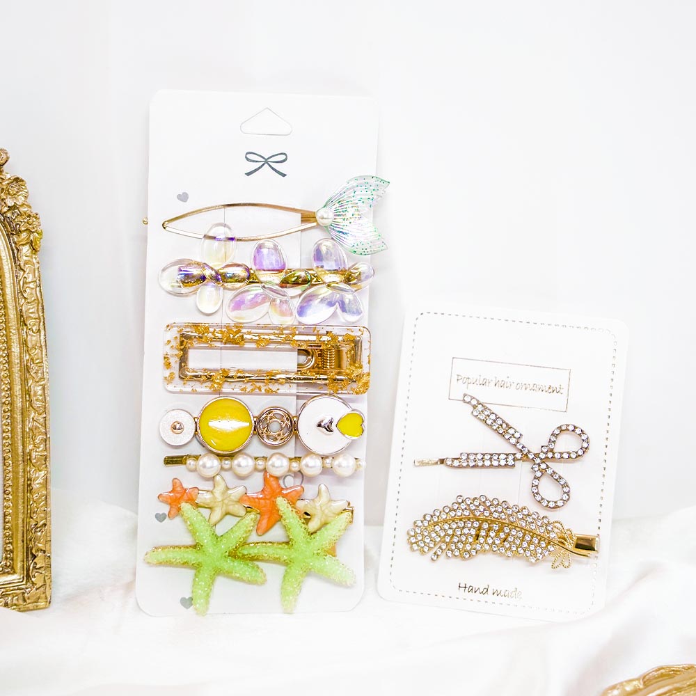 Set Of 9 Sea Vibe Green Hair Clip Set