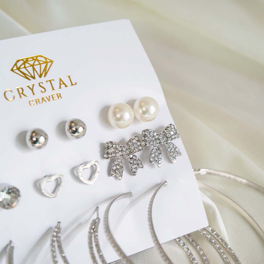 Crystal Glam Hoop Earring Set Of 9