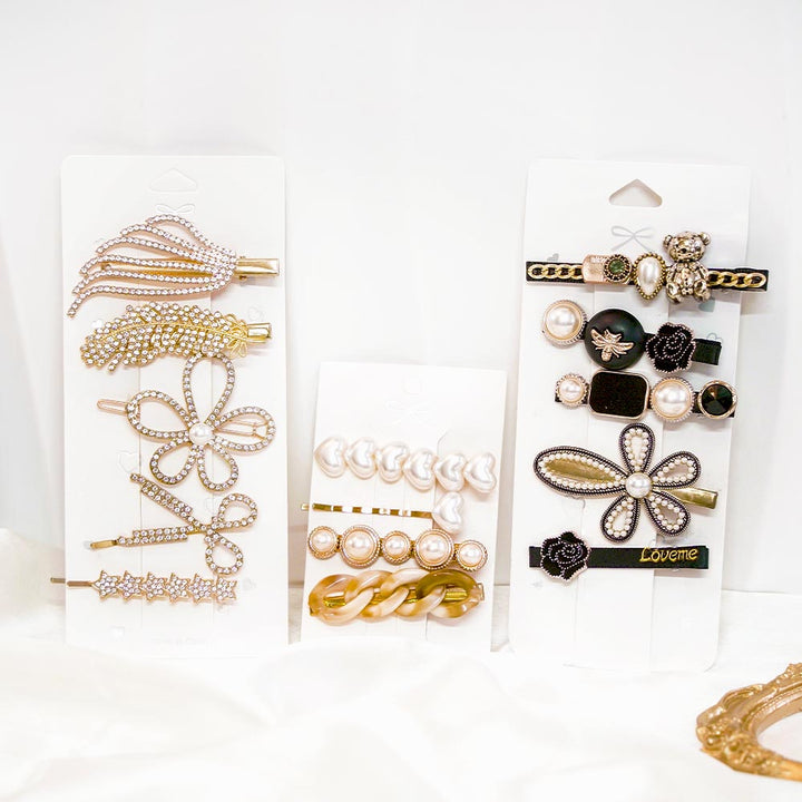 Set Of 14 Trendy Gold Hair Clip Set