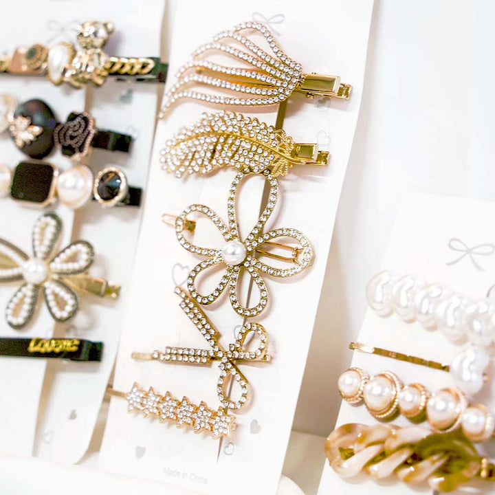 Set Of 14 Trendy Gold Hair Clip Set