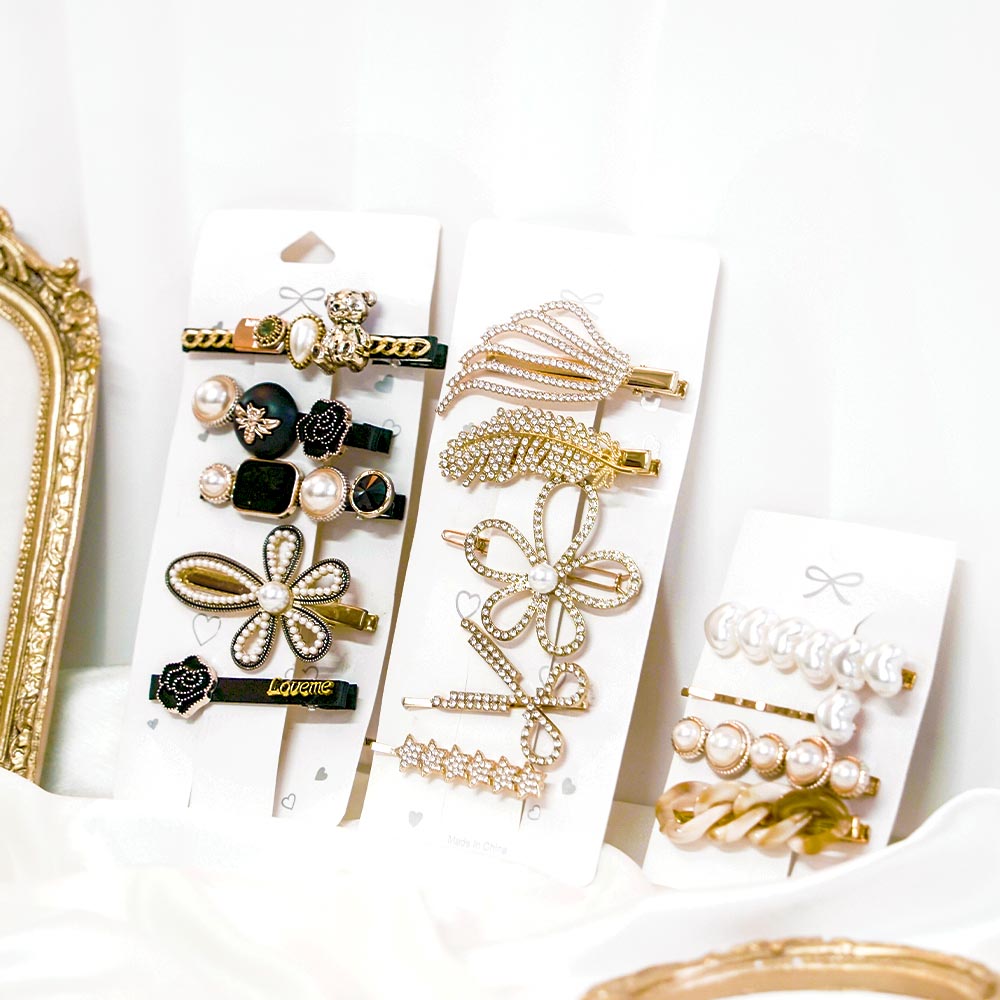 Set Of 14 Trendy Gold Hair Clip Set