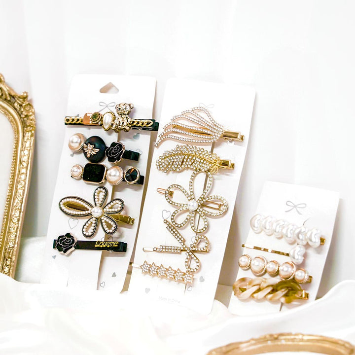 Set Of 14 Trendy Gold Hair Clip Set