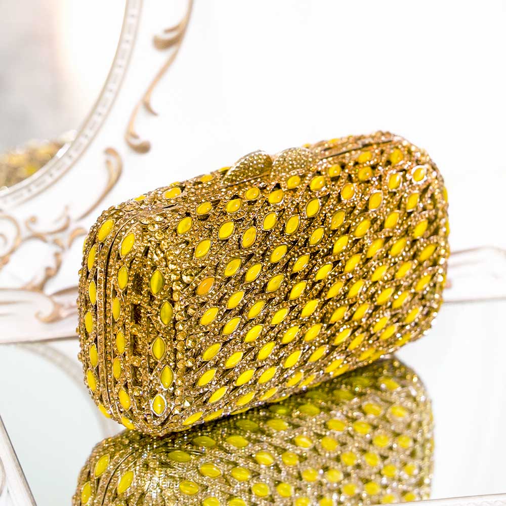 RubyGold Crystal Clutch Bag