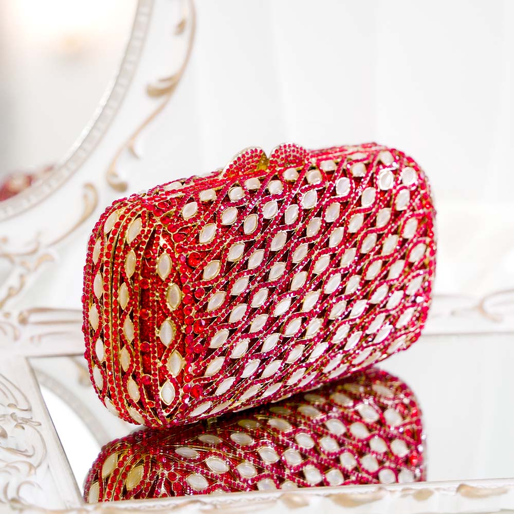 RubyGold Crystal Clutch Bag