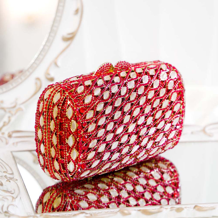 RubyGold Crystal Clutch Bag