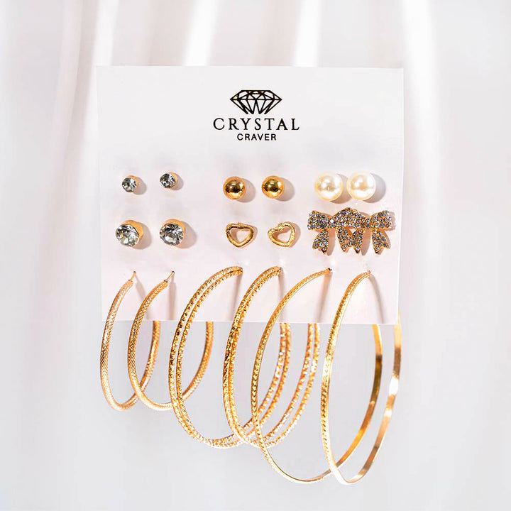 Crystal Glam Hoop Earring Set Of 9