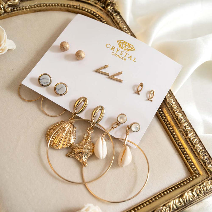 Seashell Earrings Set Of 6