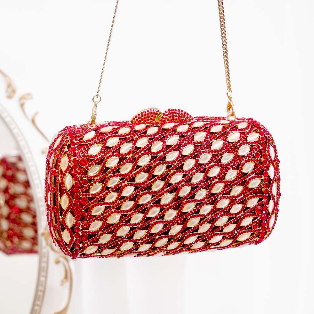 RubyGold Crystal Clutch Bag