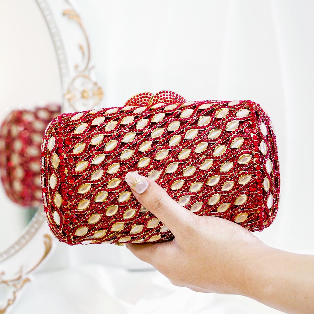 RubyGold Crystal Clutch Bag