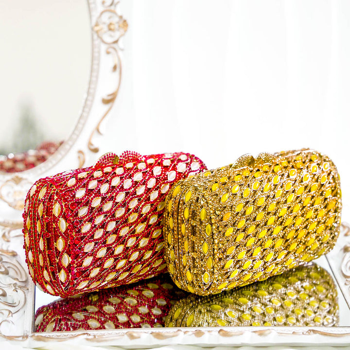 RubyGold Crystal Clutch Bag