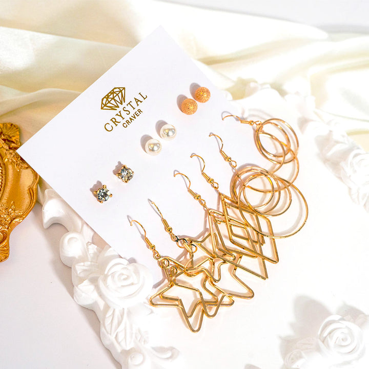 6 Pairs Geometric Earring Set