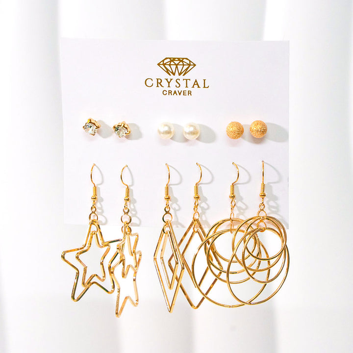 6 Pairs Geometric Earring Set