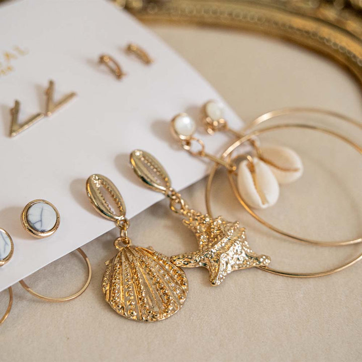 Seashell Earrings Set Of 6