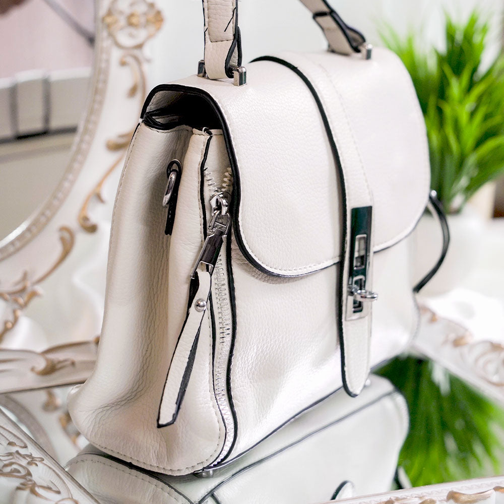 Ivory Zipper Sling Bag