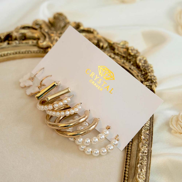 White Alluring Earrings Set Of 5