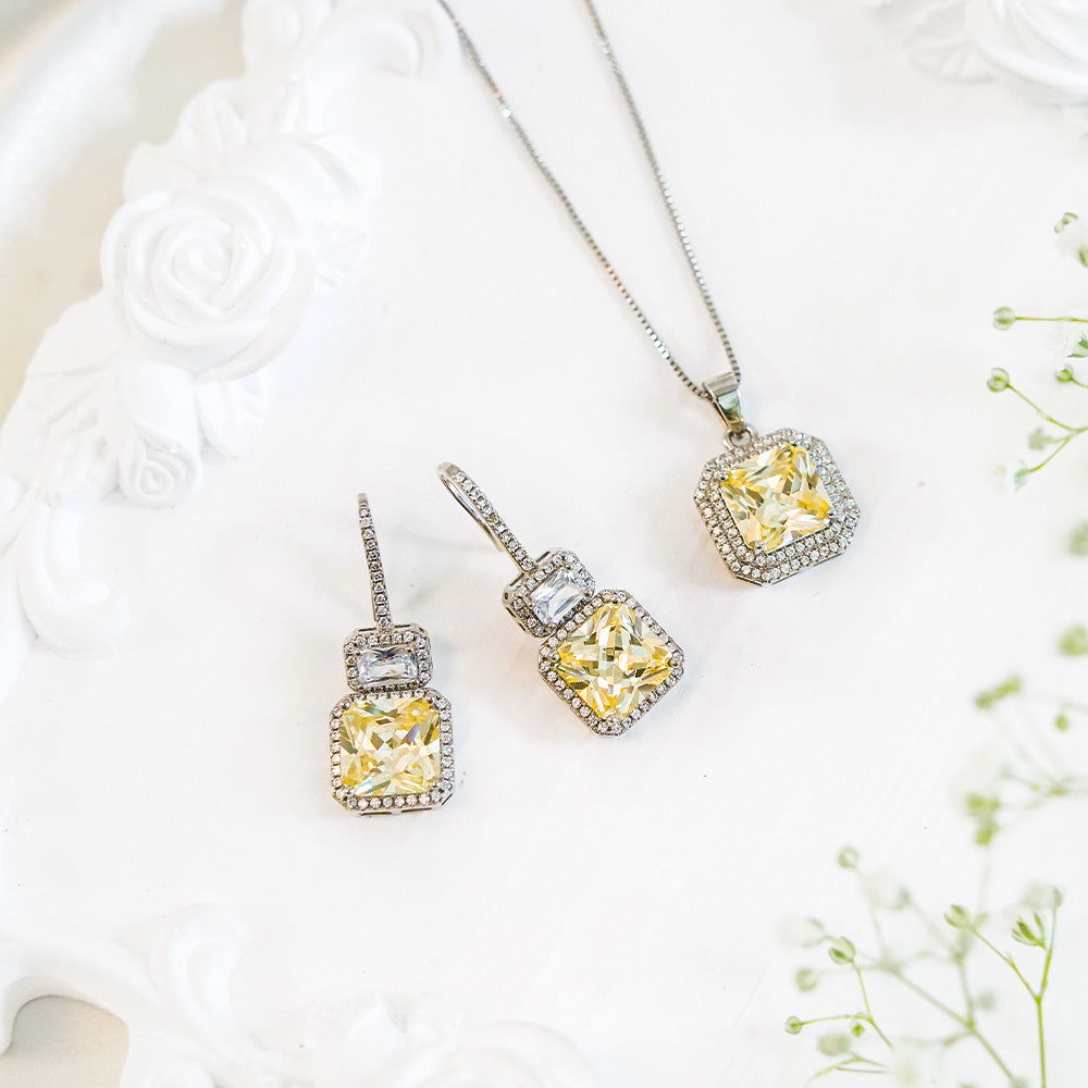 Sunlit Platinum Plated Necklace Set