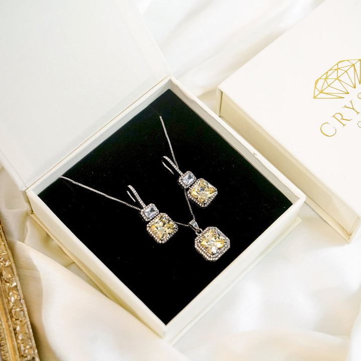 Sunlit Platinum Plated Necklace Set