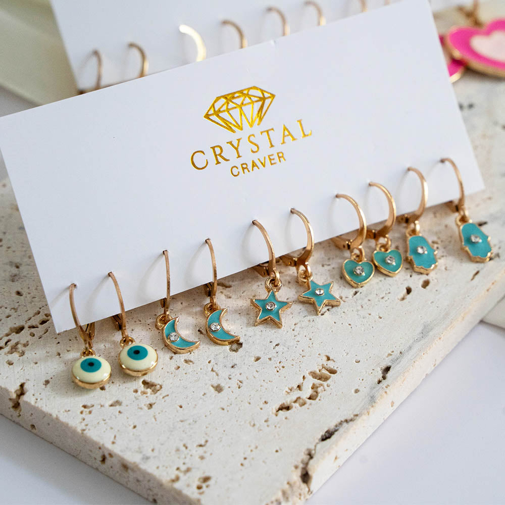 Charm Jewel Earring Set Of 5