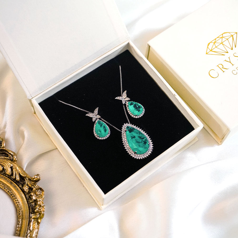 Aqua Love Platinum Plated Necklace Set