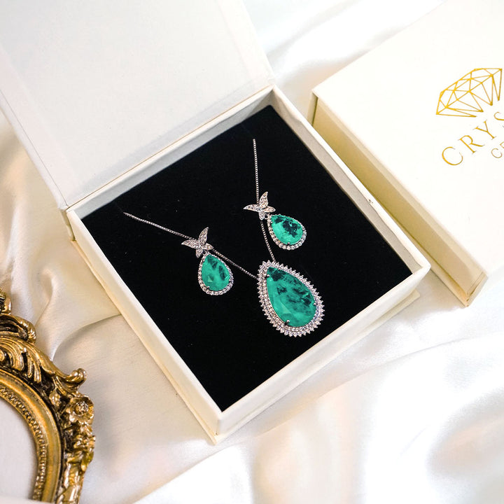 Aqua Love Platinum Plated Necklace Set