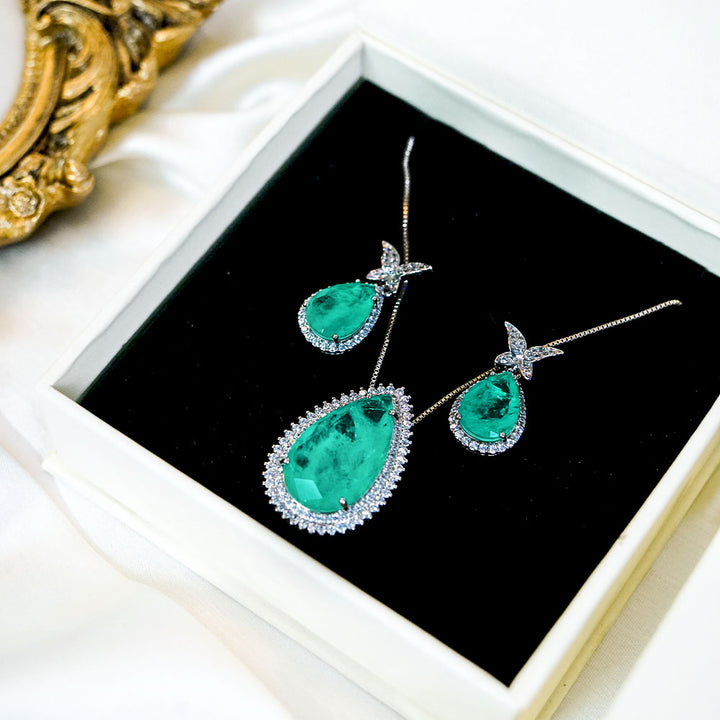 Aqua Love Platinum Plated Necklace Set