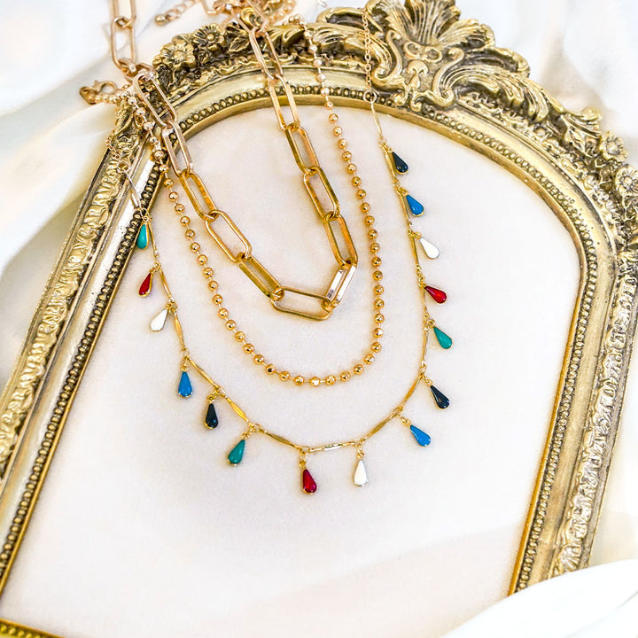 Bohemian Colorful Water Drop Necklace