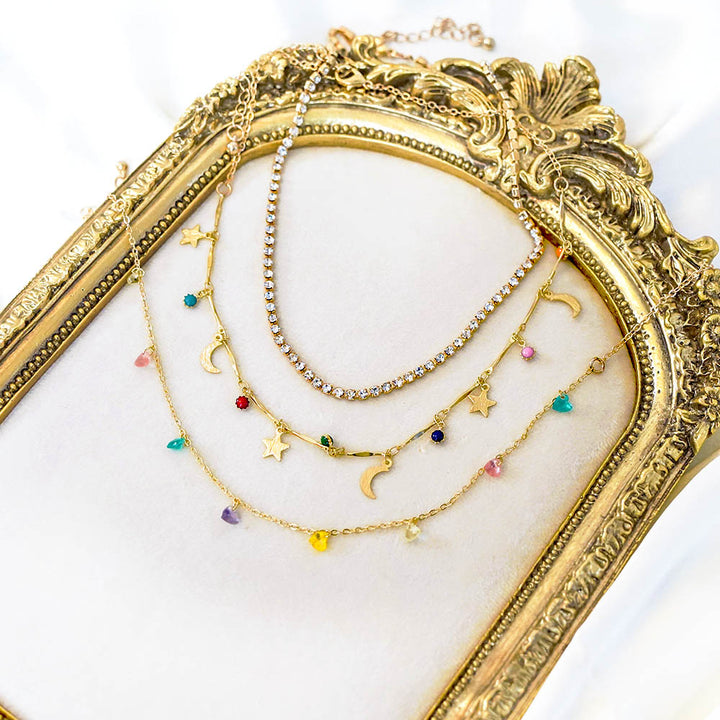 Delicate Clavicle Charm 3 Layer Necklace