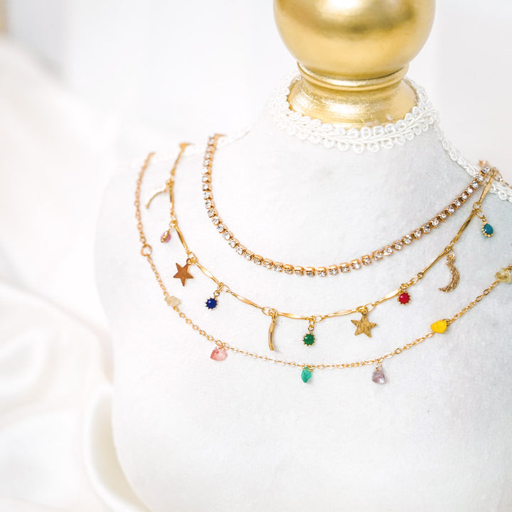 Delicate Clavicle Charm 3 Layer Necklace