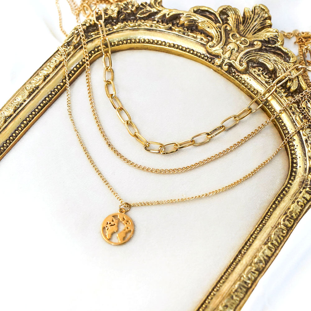Minimalistic Gold Plated 3 Layer Necklace