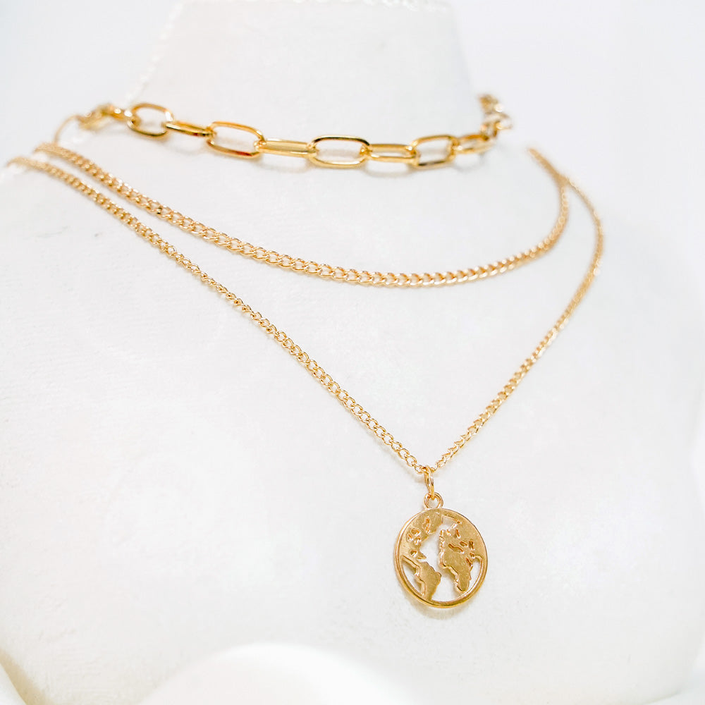 Minimalistic Gold Plated 3 Layer Necklace